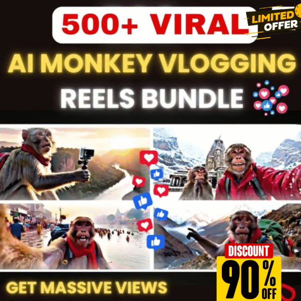 500+ Viral AI Monkey Vlogging Reels Bundle